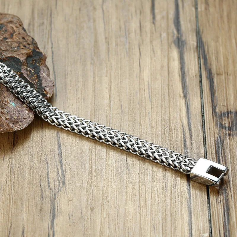 Серебряный мужской браслет-цепь Балийский Лисохвост двойное звено из нержавеющей стали бразильский 8,3 дюйма
