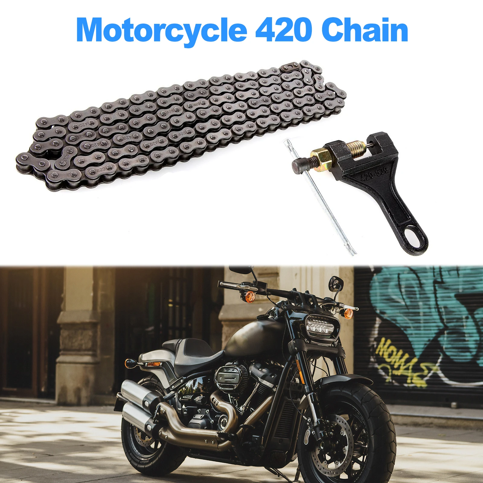 

420 Motorcycle Chain Standard Roller 132 Link Chain for 50cc 70cc 110cc 125cc Dirt Pit Bike ATV Quad Scooter Mini Bike Go Kart