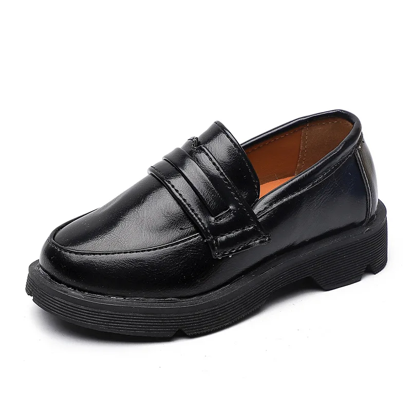 Boys Girls Leather Shoes Kids Wedding Show School Dress Flats Shoes Light Classic Children Performance Loafer Moccasins D428