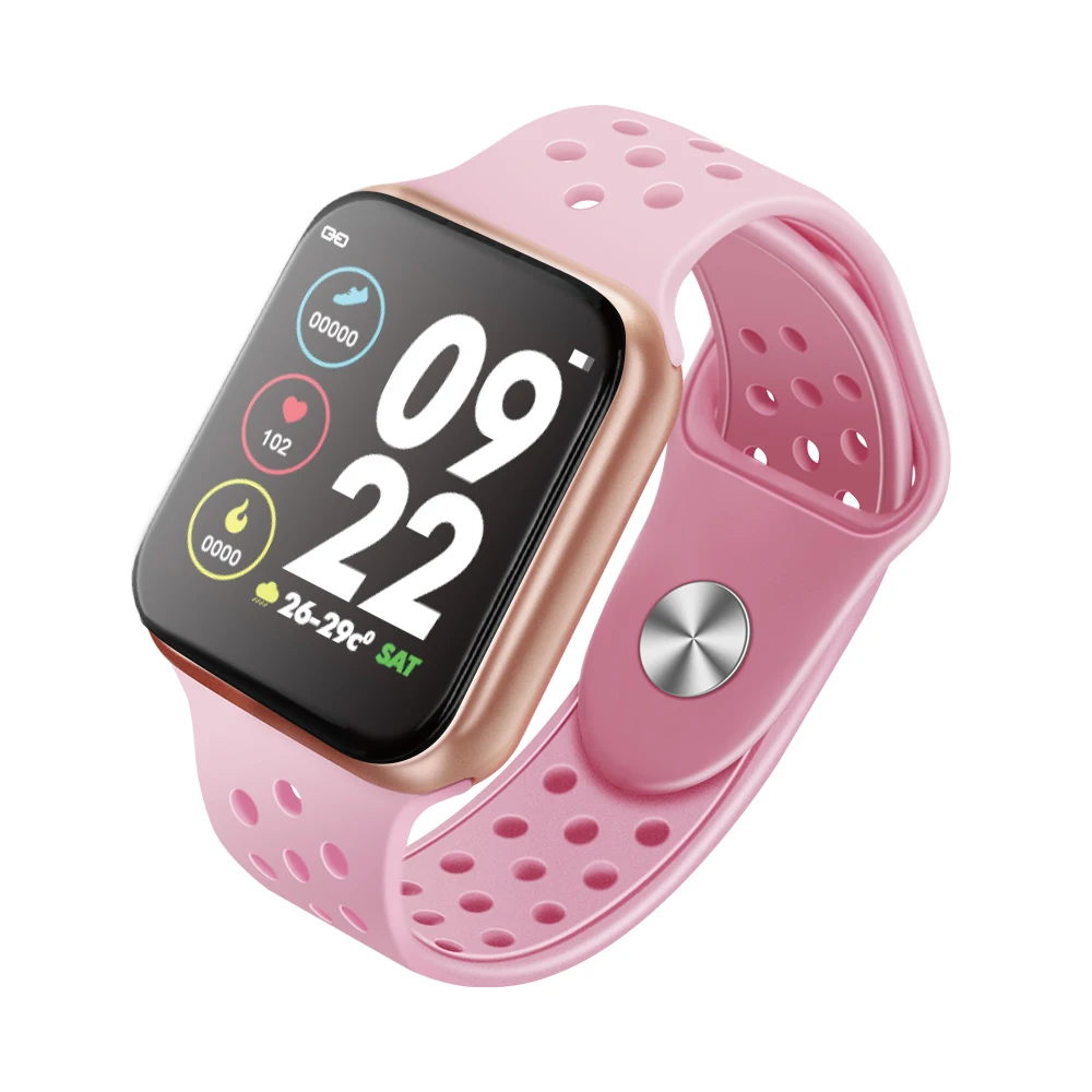 Умные часы F9 с Bluetooth, монитор сердечного ритма, спортивные Смарт-часы, калории, фитнес-трекер, будильник, IP67, водонепроницаемый смарт-браслет - Цвет: Розовый
