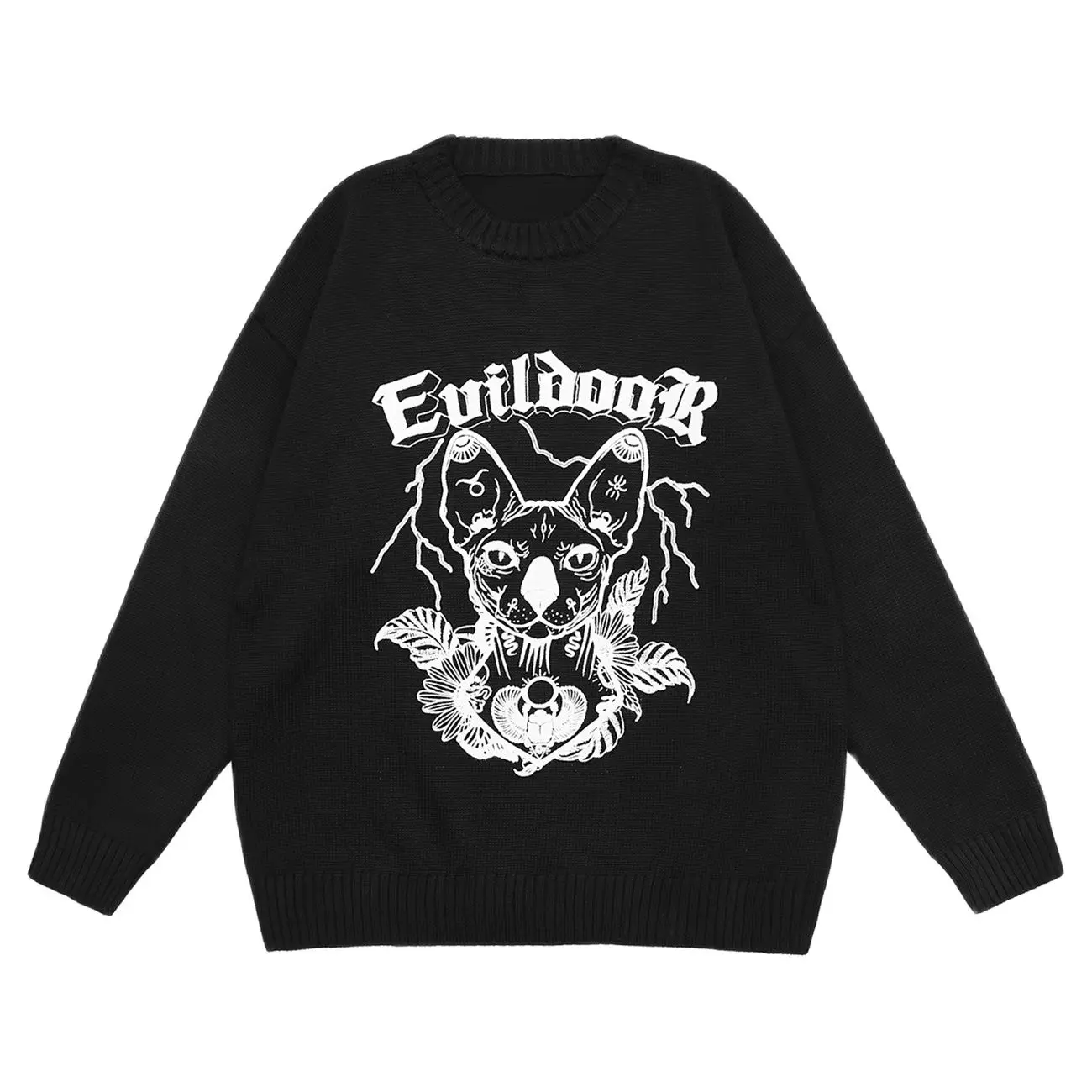 Men Sweater Harajuku Print Cartoon Cat Pullovers Casual main image 0