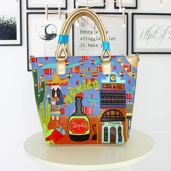 

Handbags Women Bags Designer Ladies Hand Bags Joker Personality Originality Embroidery Capacity Oblique Satchel Leather Tote Bag