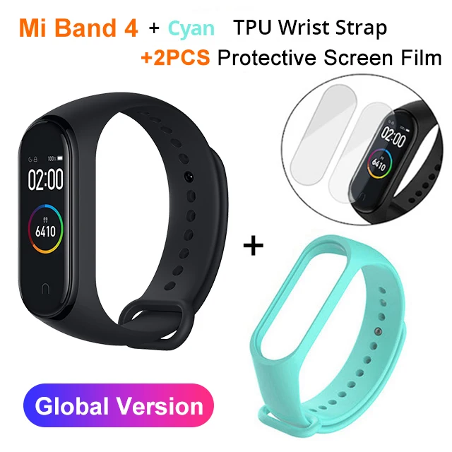 Xiaomi mi Band 4 SmartBand mi Band 4 Браслет фитнес-трекер для измерения сердечного ритма Bluetooth 5,0 50 м водонепроницаемый - Цвет: miband4 N Cyan Strap