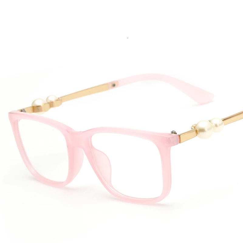 Pink LONSY Модные женские очки Оптическая оправа жемчужные квадратные очки оправа ретро очки компьютерные очки чистые прозрачные очки - Цвет оправы: Pink