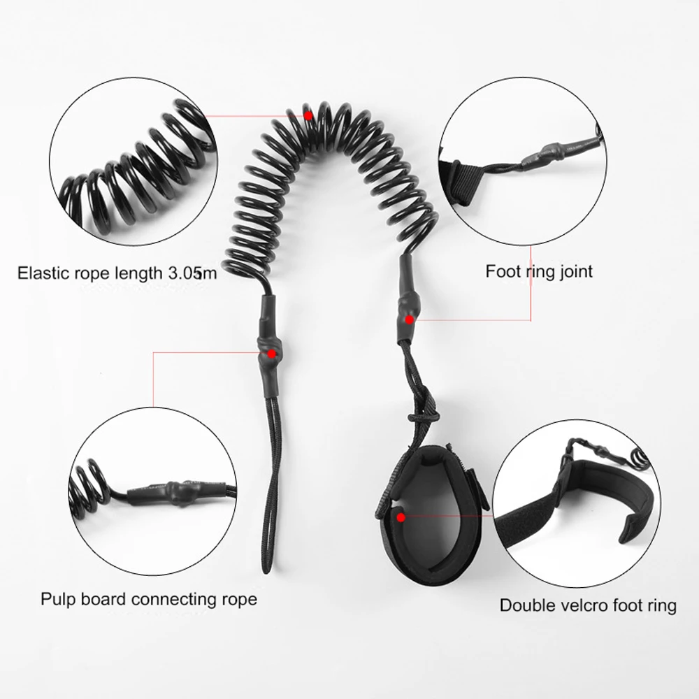 

New Coil Surfboard Leash Surf Telescopic Rope Surfing Stand Up Paddle Safety Board Leash TPU SupBoard Knee Rope Foot Strip