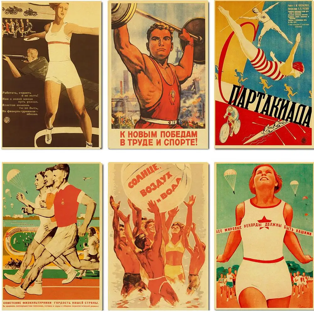 World war ii Soviet propaganda posters retro style decorative paintings kraft paper wall decorative vintage poster