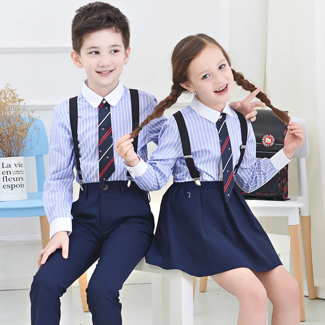 Spring Boy Bib Pants Girls Skirt Suit School Uniform Kindergarten Sets  Children Primary Class Reading Performance Clothing - AliExpress