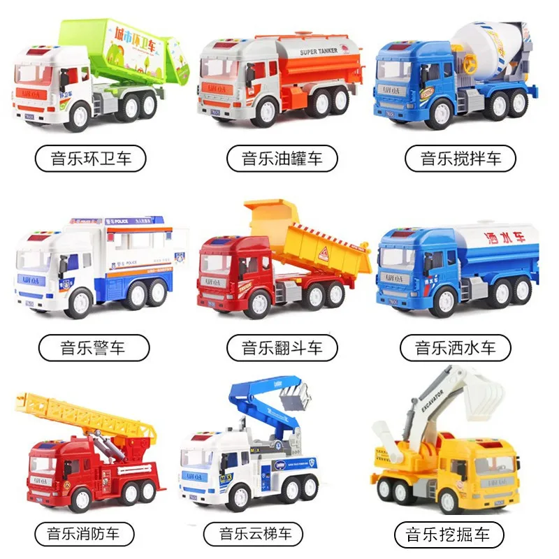 

Large Size CHILDREN'S Toy Car Firefighting Engineering Vehicle Boy Police Car Sprinkler Music Model Crane 10-30 Car Used