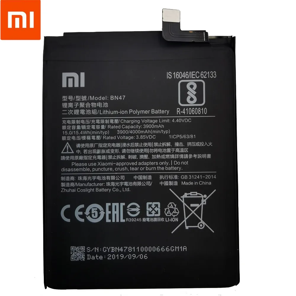 Аккумулятор Xiao mi BN47 4000 мАч для Xiao mi Red mi 6 Pro/mi A2 Lite, высококачественные Сменные Аккумуляторы для телефонов+ Бесплатные инструменты