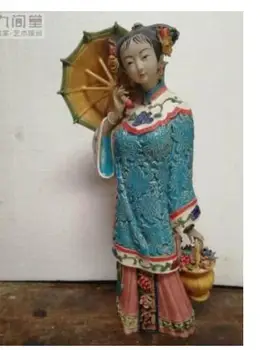 

Lady classic beauty Lin East Shiwan porcelain doll sitting room Bogu rack girl Beauty figure Sculpture statue Home Decoration