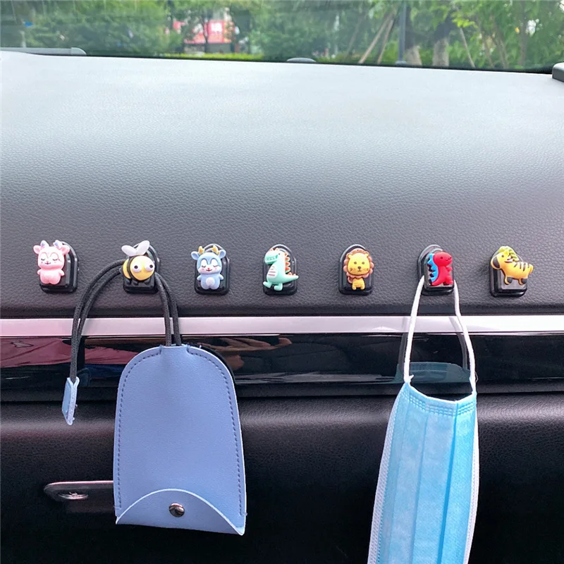 Animal Car Hooks Wall-mounted Home Decor Blossom Sundries Holder Hooks Multifunction Masks Keys Organizer Hanger 4PCS