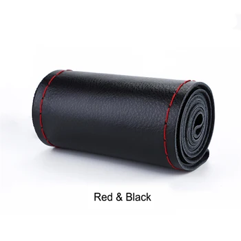 

Car Steering Wheel Cover Needles And Thread Braid Leather Steering Wheel 7 Color DIY Breathable Anti slip Auto Wheel Accessories