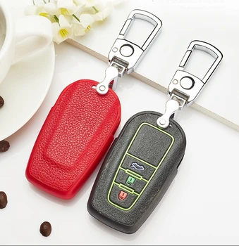 

Car Leather Glow Keyring Key Cover Case Pocket For Toyota Land Cruiser PRADO RAV4 Camry CHR Avalon Corolla Prius Accessories