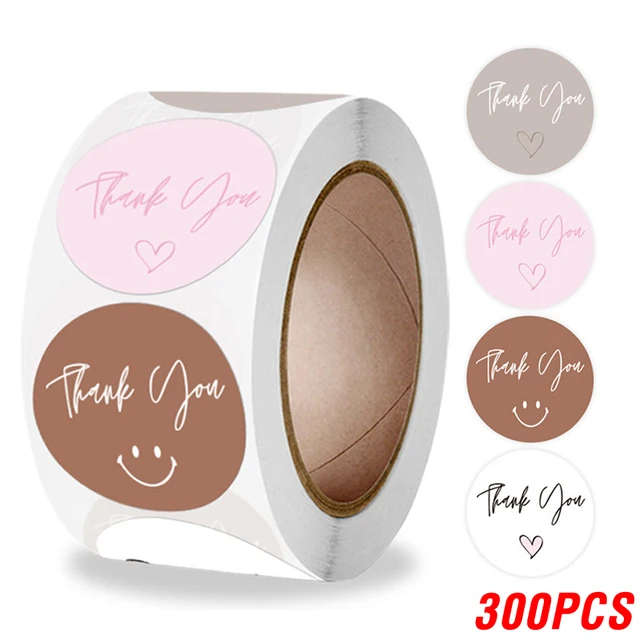 100-500pcs Thank You Sticker Envelope Seal Scrapbook Sticker Pink Heart Cute Round Sticker Stationery Label Stickers YH193-300pcs