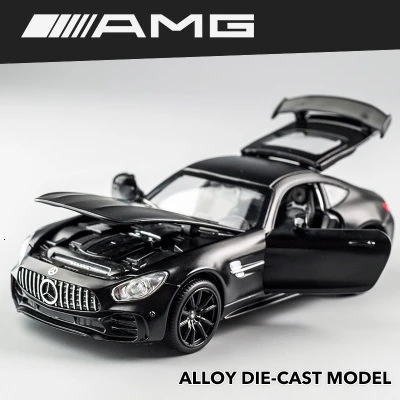 Украшение автомобиля, интерьер, роскошное украшение 1:32 Mercedes-Benz GTR, модель автомобиля из сплава, аксессуары для автомобиля, декоративный костюм для детей, игрушки - Название цвета: Matte Black no box
