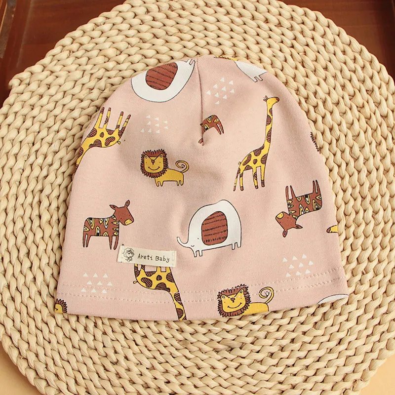 Spring Autumn Thin Baby Hat Beanie Children Girls Cartoon Animals Print Cotton Hats Newborn Kids Caps Baby Boy Beanies Bonnet 6