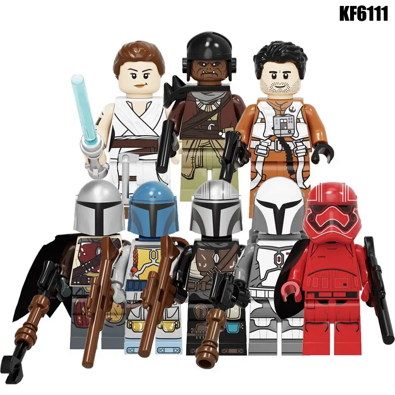 

Building Blocks Wars Bricks Darth Vader Yoda Rey PoE Dameron Mandalorian Jango Fett Drabatan Figures For Children Toys KF6111
