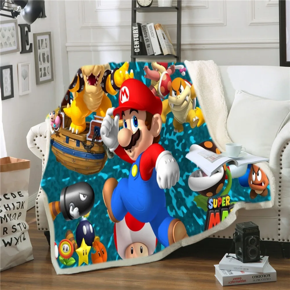 Супер Марио 3D печатных шерпа одеяло диване одеяло покрывало путешествия постельные принадлежности выход бархат плюш плед Флисовое одеяло покрывало - Цвет: 27