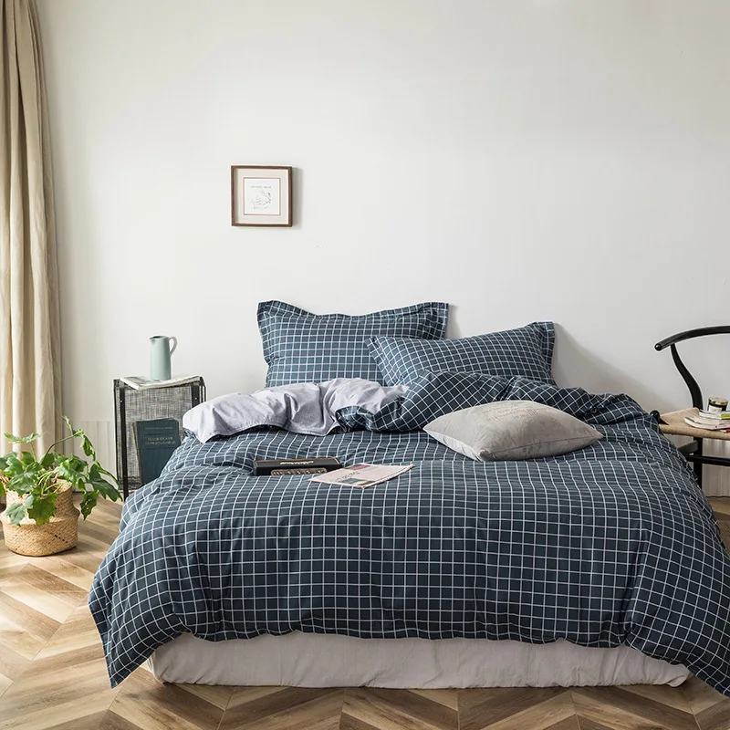 

Nordic Plaid Heart Bedding Set Simple Floral Duvet Cover Sets Single Double Queen King Size 220x240 Bed Sheet Linen Quilt Cover