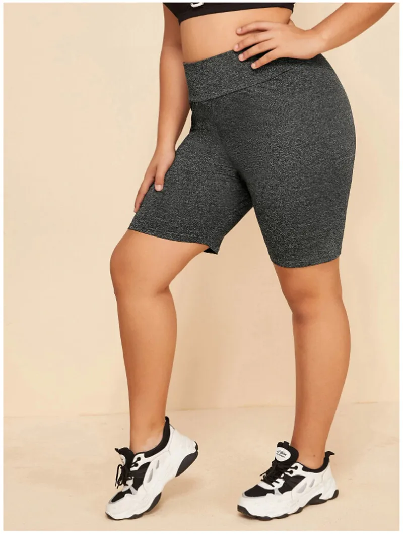 Plus Size New Women Yoga Shorts Summer High Waist Solid Female Deep