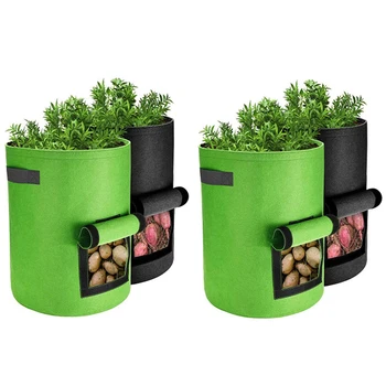 

Potato Planting Bag, 4 Plant Growing Bags, 7 Gallon Heavy Planting Bag, Garden Vegetable Planter with Handle Window
