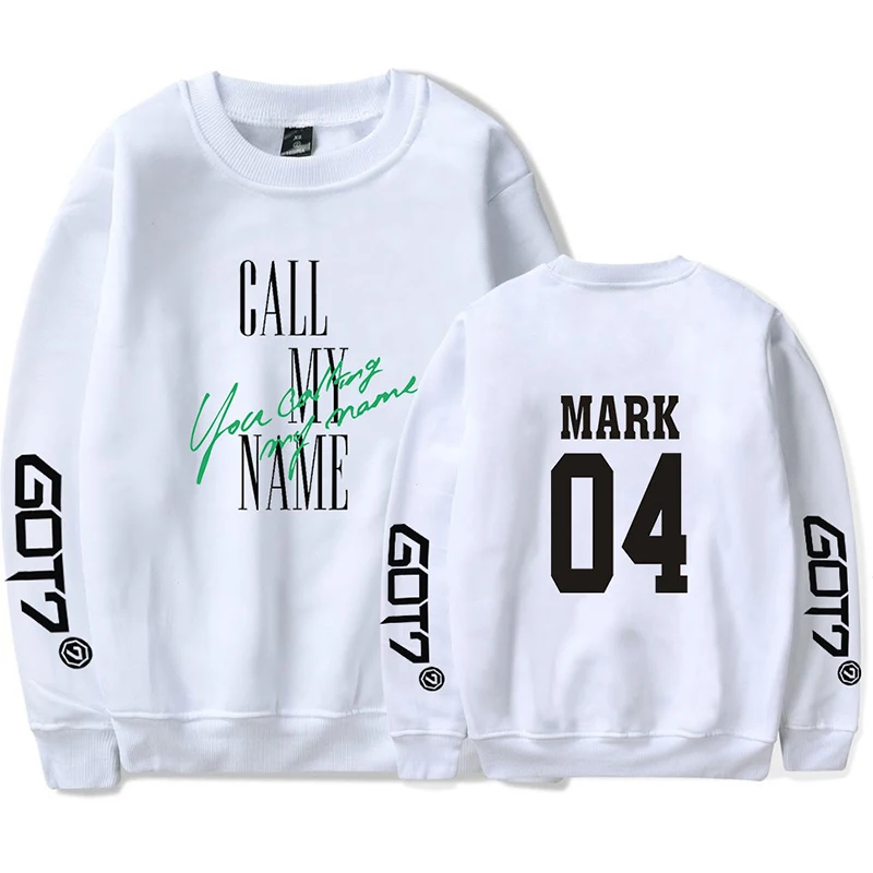 

MARK 04 Got7 Kpop Hoodie Pullover Hip Hop Men Women Capless Sweatshirt Long Sleeve O-neck Hoodies Tracksuit White Black Tops 4XL