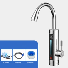

3300W ABS Electric Water Heater Temperature Display Stainless Steel Heating Element Kitchen Tankless Instant Hot Water Faucet