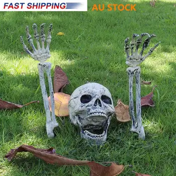 

2019 NEW 3PCS/Set Skeleton Christmas Prop 100% Plastic Lifelike Human Bones Skull Figurine for Horror Halloween Party Decoration