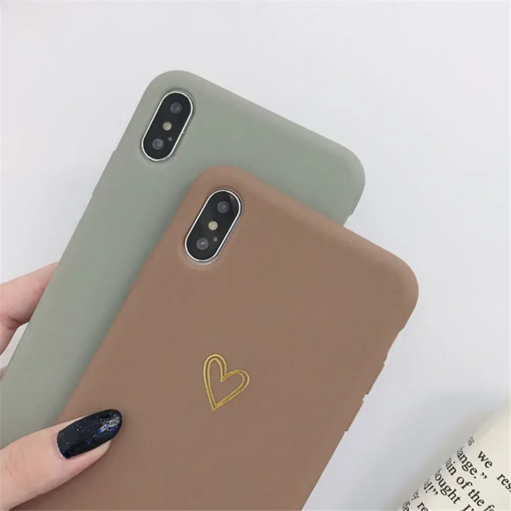 Lovebay пары чехол для телефона для iPhone X XR XS Max 7 8 6 6s Plus Любовь Сердце милый карамельный цвет Мягкий ТПУ силиконовый чехол
