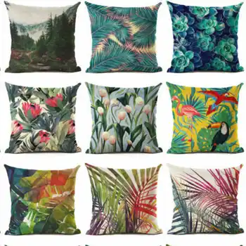 

Trendy Trees & Flowers Pattern Cotton Linen Pillow Case Cushion Case Home Soft Room Seat Decor Single Sides Printing
