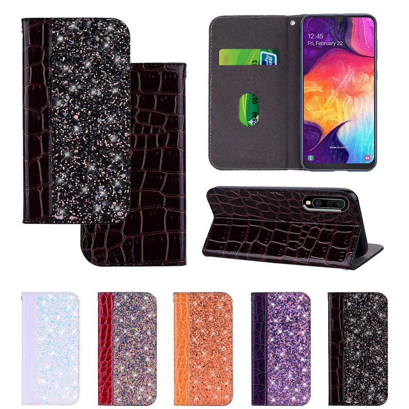 Чехол для samsung Galaxy A50, чехол для samsung A50, A505, блестящий кожаный чехол-кошелек для телефона samsung A 50 A505F A30 A305F Coque