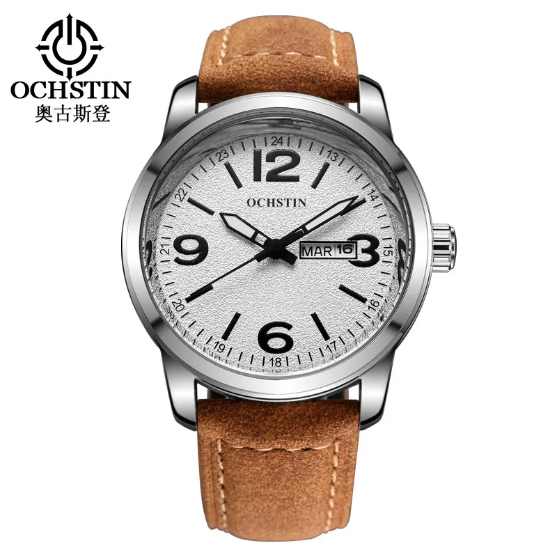 

Ochstin Brand Import Movement Quartz Hot Selling Watch Genuine Product Genuine Leather Waterproof Fashion Double Calendar STUDEN