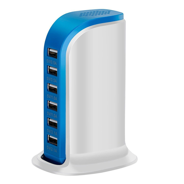 Multi 6 Port USB Charger 6A Rapid Charging Station Mobile Phone Desktop Travel Hub Connectors Extension Socket Platooninsert