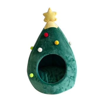 

Promotion--Semi-Closed Christmas Tree Pet Nest Cat Litter Kennel