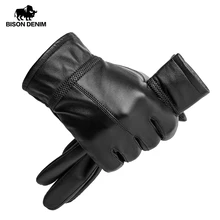 BISON DENIM зимние теплые перчатки из натуральной овчины кожаные перчатки на открытом воздухе Полный палец черные ветрозащитные непромокаемые перчатки для мужчин S003 BISON DENIM зимние теплые перчатки из натуральной овчины кожаные перчатки на открытом воздухе Полный палец черные ветрозащитные непромокаемые перчатки для мужчин S003