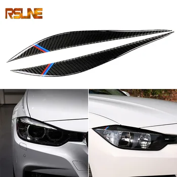 

1Pair Carbon Fiber Car Sticker Headlight Eyebrows Front Headlamp Eyebrows Eyelids Trim Strip For BMW F30 320i 325i 316i 3 series