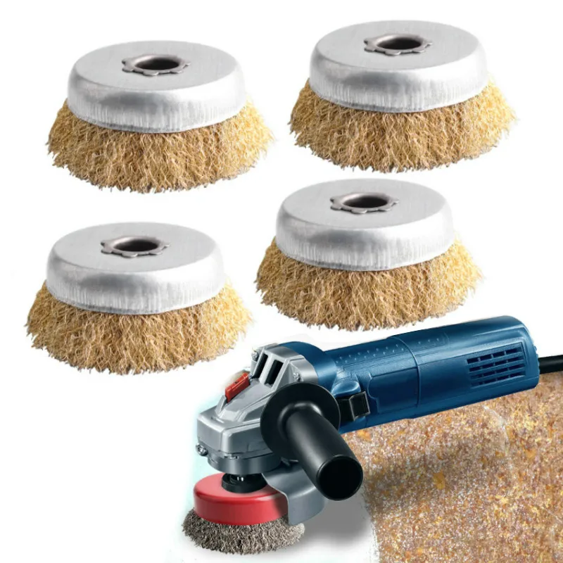 5pcs Grinding Wire Cup Brush Crimped Tempered Steel Bristle Steel Wire