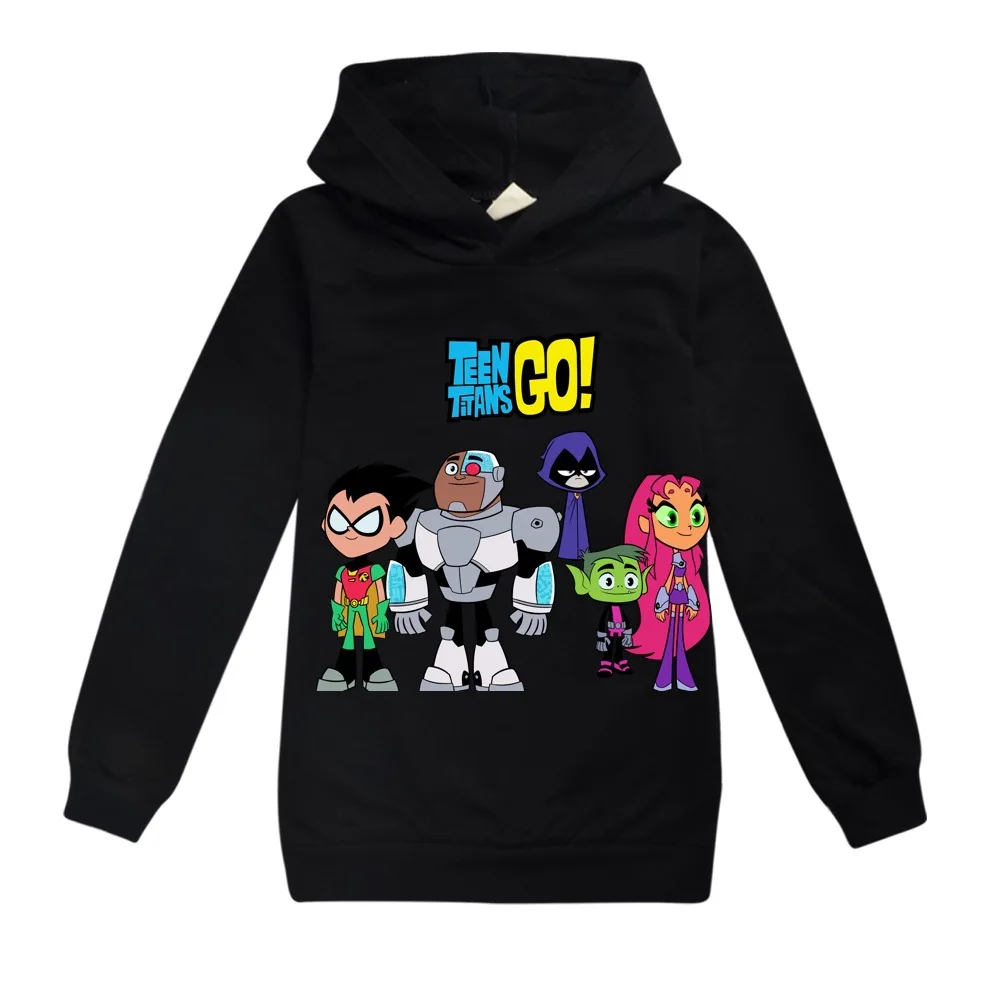 Популярный свитер для мальчиков и девочек, детские толстовки с капюшоном Teening Titans GO, осенняя одежда, футболки с длинными рукавами и рисунком, одежда для детей