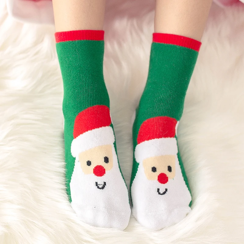 1 пара, хлопковые детские носки для маленьких девочек и мальчиков весенне-зимние детские рождественские носки в полоску с изображением снежинок, лосей, Санта-Клауса, медведя для малышей - Цвет: Черный