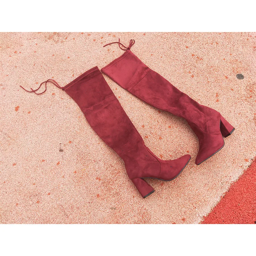 

women knee high Elastic 2019 Non-slip Round Woman boots