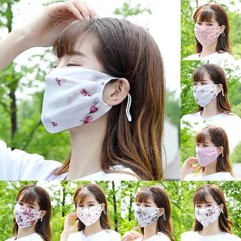 

Adjustable Chiffon Masks Thin Section Summer Ear Buckle Breathable Sunshade Floral Mouth Masks Women Elegant Mouth-muffle Covers