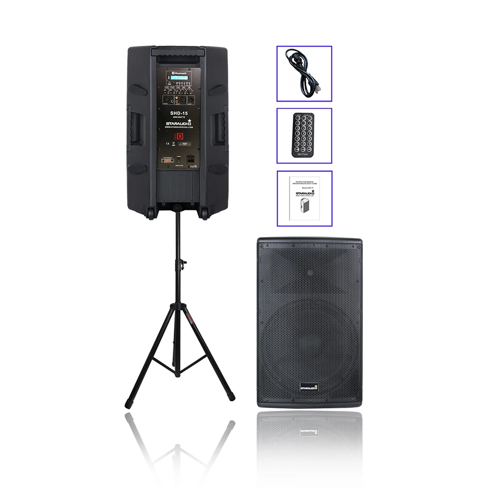Professional 15&quot 4000W PA DJ 2-Way Powered Active Bluetooth Speaker System 4 Ohm Player Audio Karaoke Stage Stand SHD-15 | Электроника