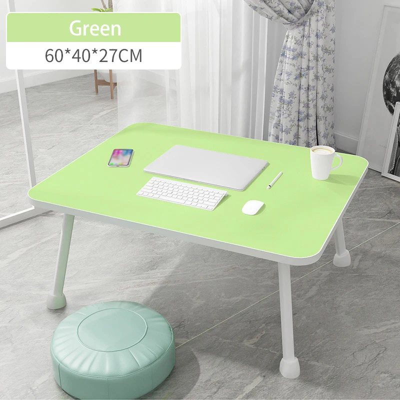 Деревянный Портативный складной Регулируемый складной стол для ноутбука, многоцелевой диван-кровать, подносы для студенческого общежития, стол для ноутбука, настольная подставка - Цвет: Green