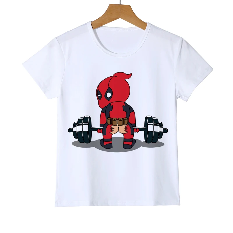 Забавная детская футболка с рисунком Дэдпула из мультфильма рисованная вручную