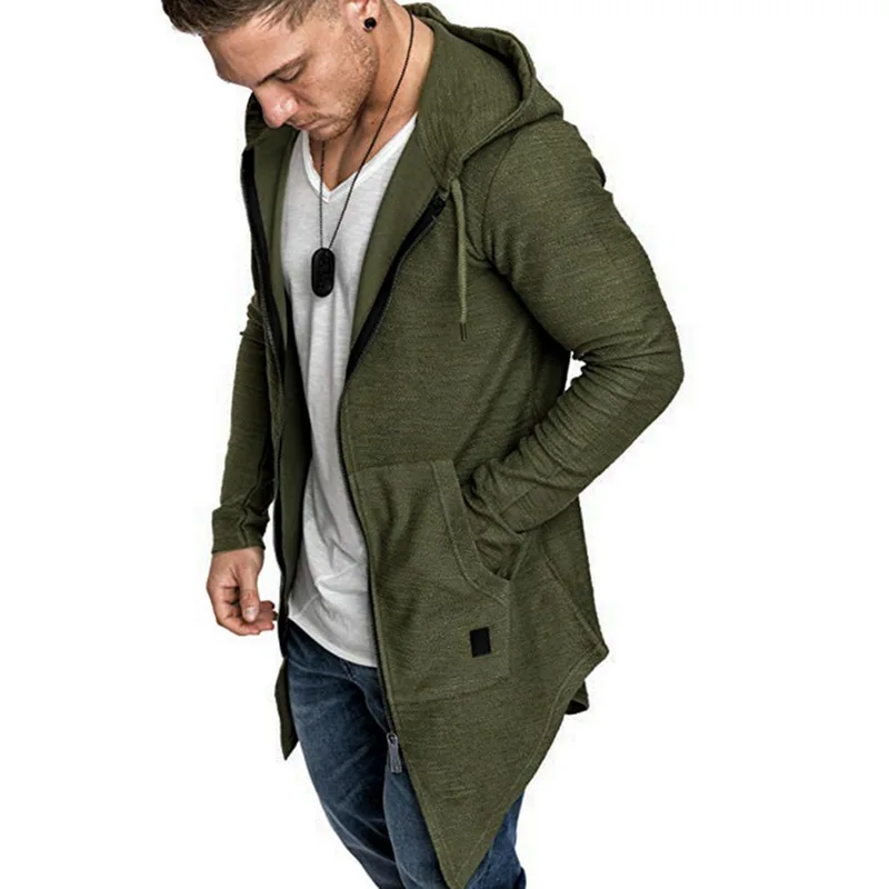Тренч с капюшоном осенне-зимние куртки мужские мужские топы нерегулярные толстовки с длинным рукавом мужские повседневные пальто одежда