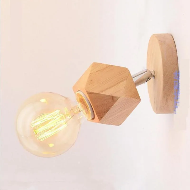 Wood Bedroom Modern Loft Wall Lights For Home Minimalist Bedside Lamp Indoor Lighting Industrial Style E27 | Лампы и освещение