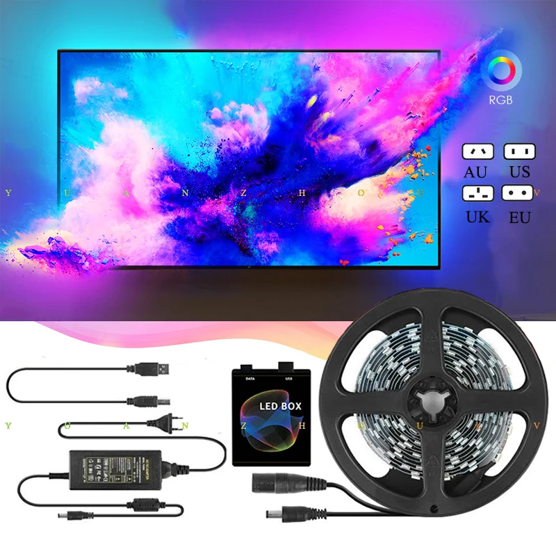 

1/2/3/4/5m Ambient LED Strips 5V WS2812B USB 5050 Full Set Led Light Tape Computer Dream Color Screen DIY Backlight Strip Kit