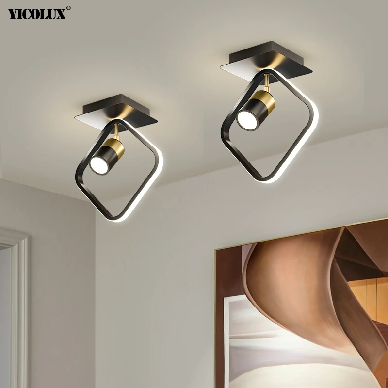 

Round Square Modern LED Chandelier Lights Rotatable Creative Lamp Living Study Room Bedroom Aisle Corridor Fixture Home Lighting