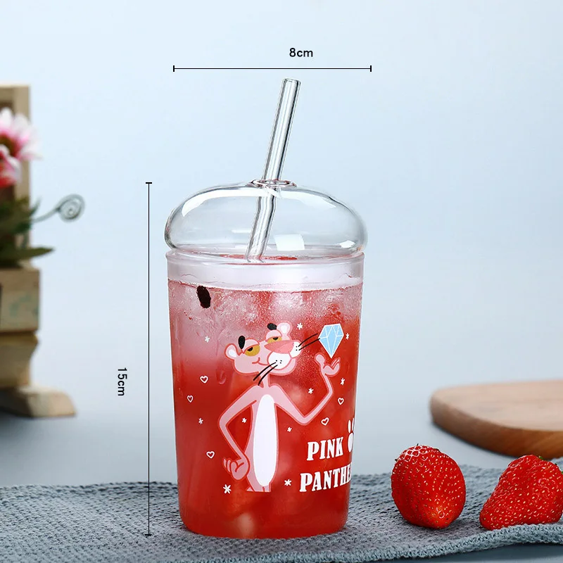 Модная дизайнерская трубочка для стаканов кружка, креативная стеклянная чашка, прозрачная термостойкая стеклянная кружка для молока чашка с крышкой Рождественская кружка подарок