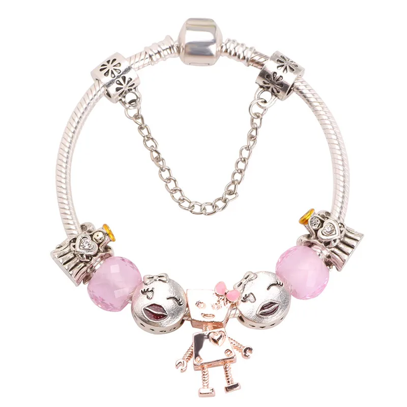 25 модный серебряный браслет с шармами браслет для женщин Кристалл цветок бусины подходят DIY брендовые браслеты ювелирные изделия для женщин подарок